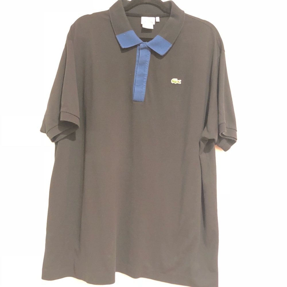 Lacoste mens polo shirt black and blue size 9r